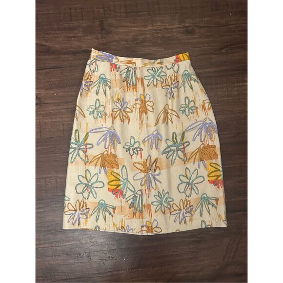 Donna Morgan Silk Multicolor Floral Pencil Lined Skirt, Size 6 - Picture 1 of 10
